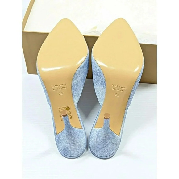 Gia Borghini Perni 04 Women's Denim High Heels Mules Size 38 IT (MSRP $615) - Picture 9 of 10